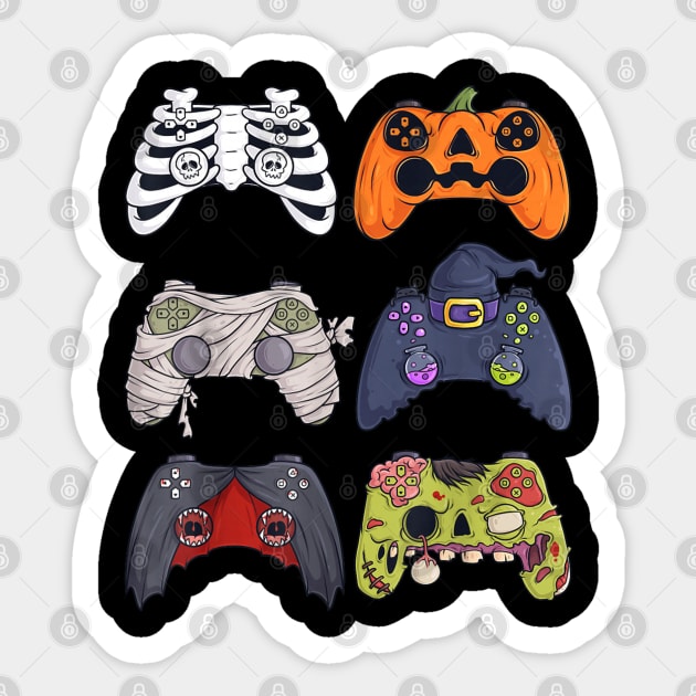 Halloween Skeleton Zombie Gaming Controllers Sticker by DiffusArt